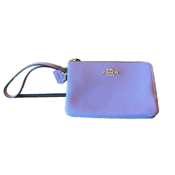 NWT Coach Pebble Leather Double Corner Zip Wristlet in Light Purple - Picture 1 of 7